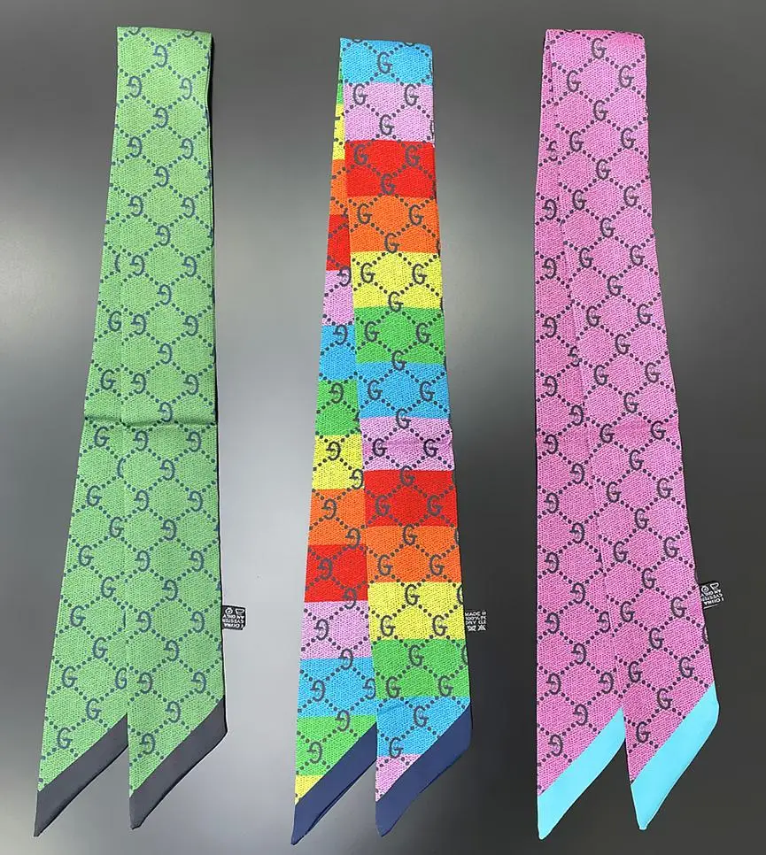 

Luxury Brand bandanas Women Silk Scarf Simple Letter Bag Skinny Scarves Wrist Towel Foulard Neckerchief Headband For Ladies