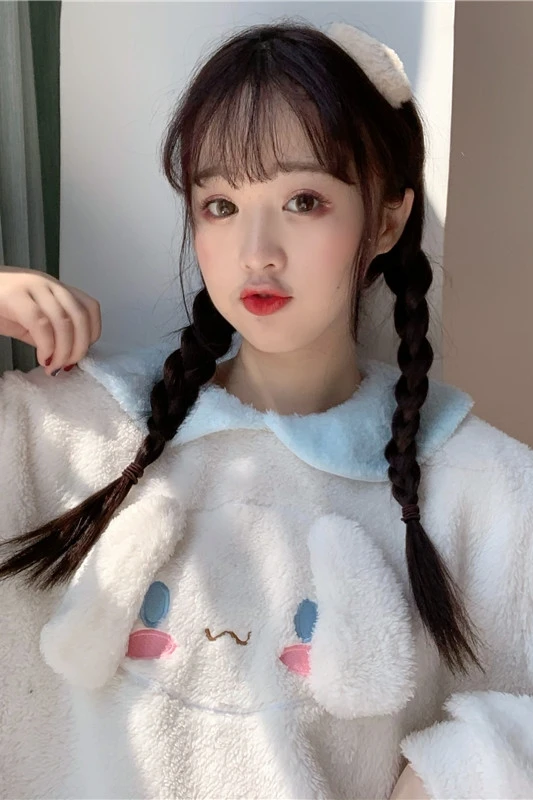 Японская Милая свободная ночная рубашка Женская милая Пижама на осень и зиму