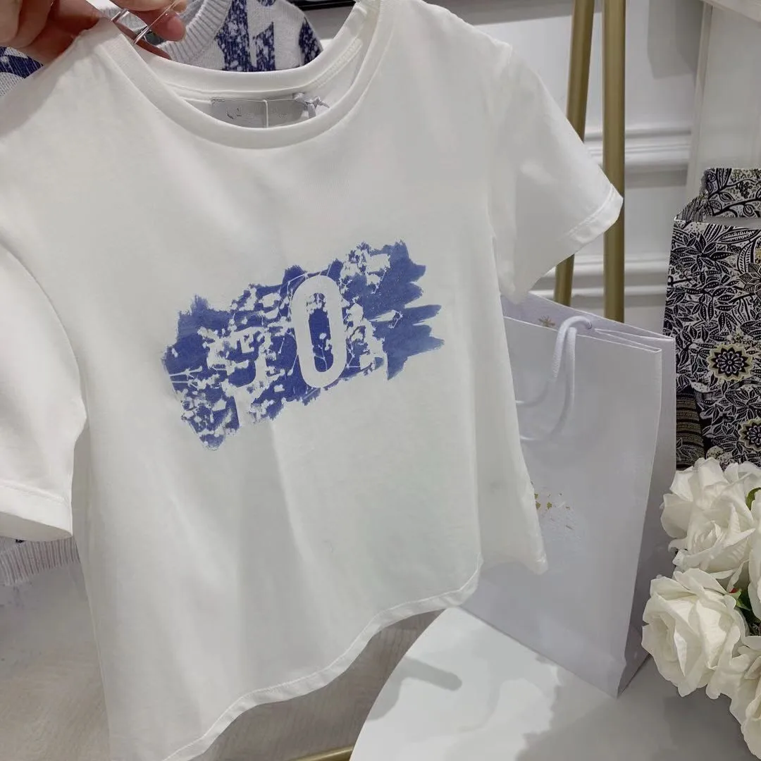 

2021 Children Boys Girls White Letter T shirt 90-150CM 2-12Y