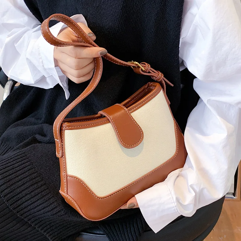 

High Quality Lady Designer Shoulder Bag 2021 New Autumn Fashion Female Bag Hit Color Shoulder Bag Wild Crossbody Underarm Bag