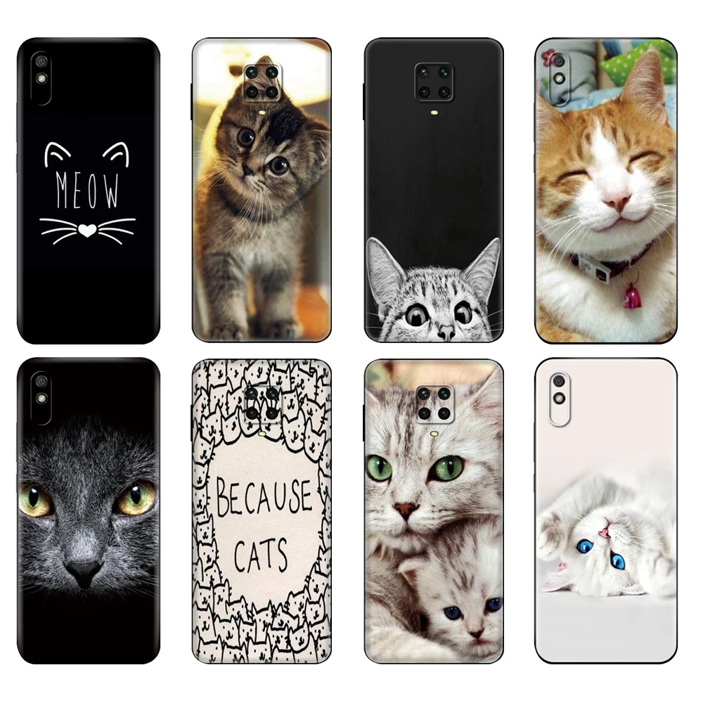 

Black tpu Case For Xiaomi Redmi 7A 8 8A 9 9A 9C Case Redmi Note 8T 8 Pro T Note 9 9S 9 Pro Case meow lovely cute cat kitty