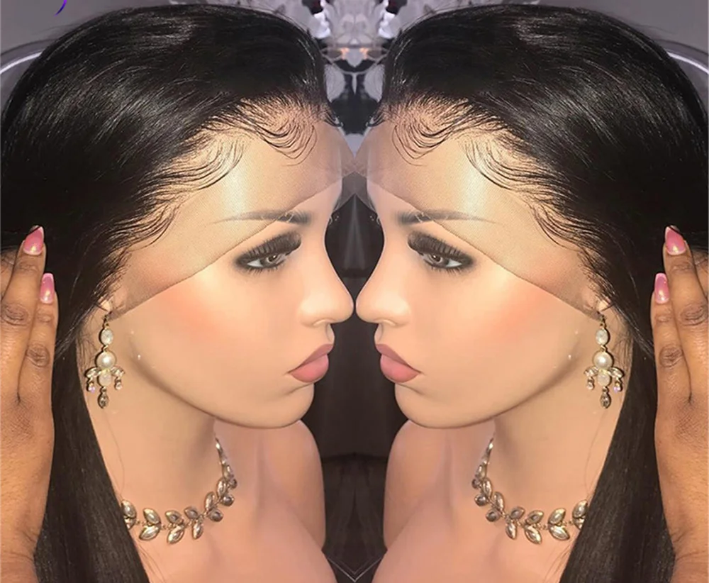 Бразильские 13х6 прямые кружевные передние парики черные женские человеческие