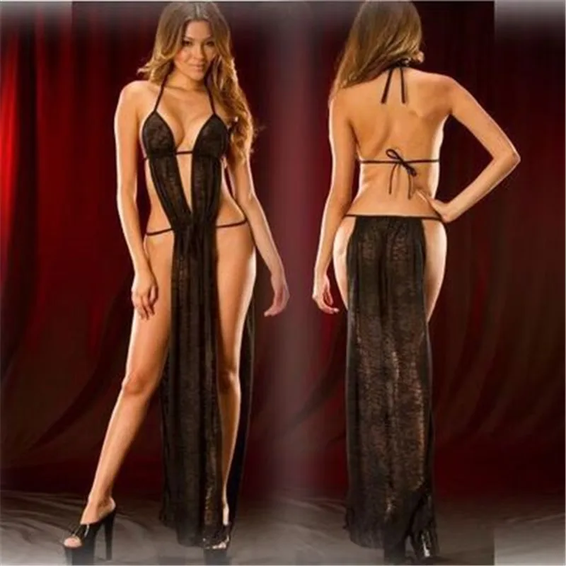 Прозрачный халат Черное женское нижнее белье сексуальное эротическое кружевное