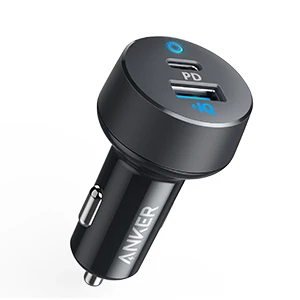 Anker автомобильное зарядное устройство USB C 30 Вт 2-портовый с мощностью 18 Вт и мощностью 12 Вт IQ силовой привод PD 2 светодиодный для iPad iPhone и других устройств