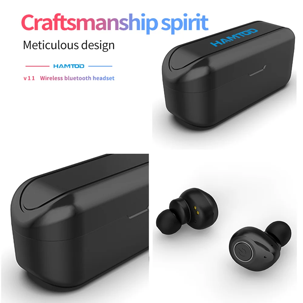 HAMTOD TWS V11 bluetooth 5 0 беспроводные наушники гарнитура спортивные с микрофоном для iPhone
