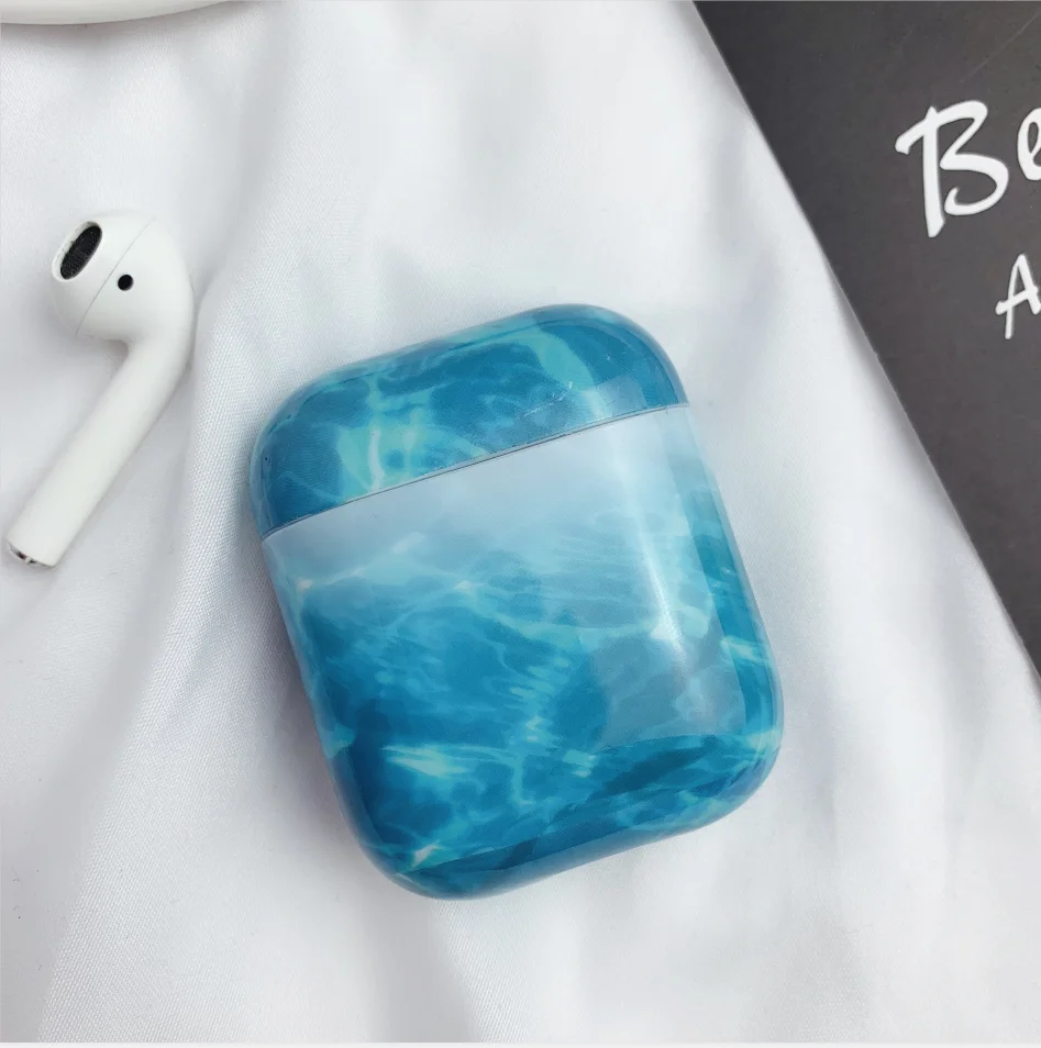 Для Apple AirPods 1 2 роскошный мраморный Жесткий ПК беспроводной Bluetooth наушник зарядный