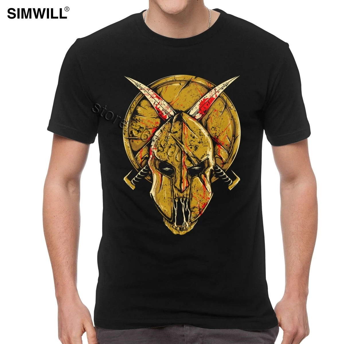 

Cool Skull Spartan T Shirts Men's Novelty Design Cotton T-shirts Crew Neck Short Sleeve Rome Sparta Tees Fan Apparel Summer Tops