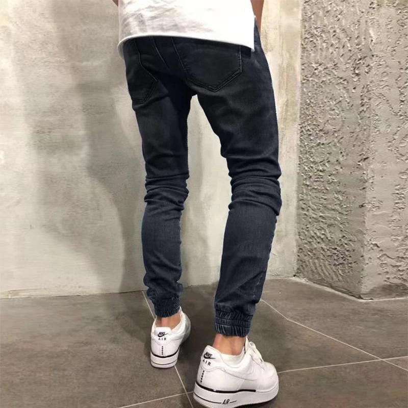 

Fashion Skinny Strip Patchwork Jeans For Men Casual Mid Waist Trouser Men Clothes 3XL 2021 Spring Summer Reflective Pencil Pants