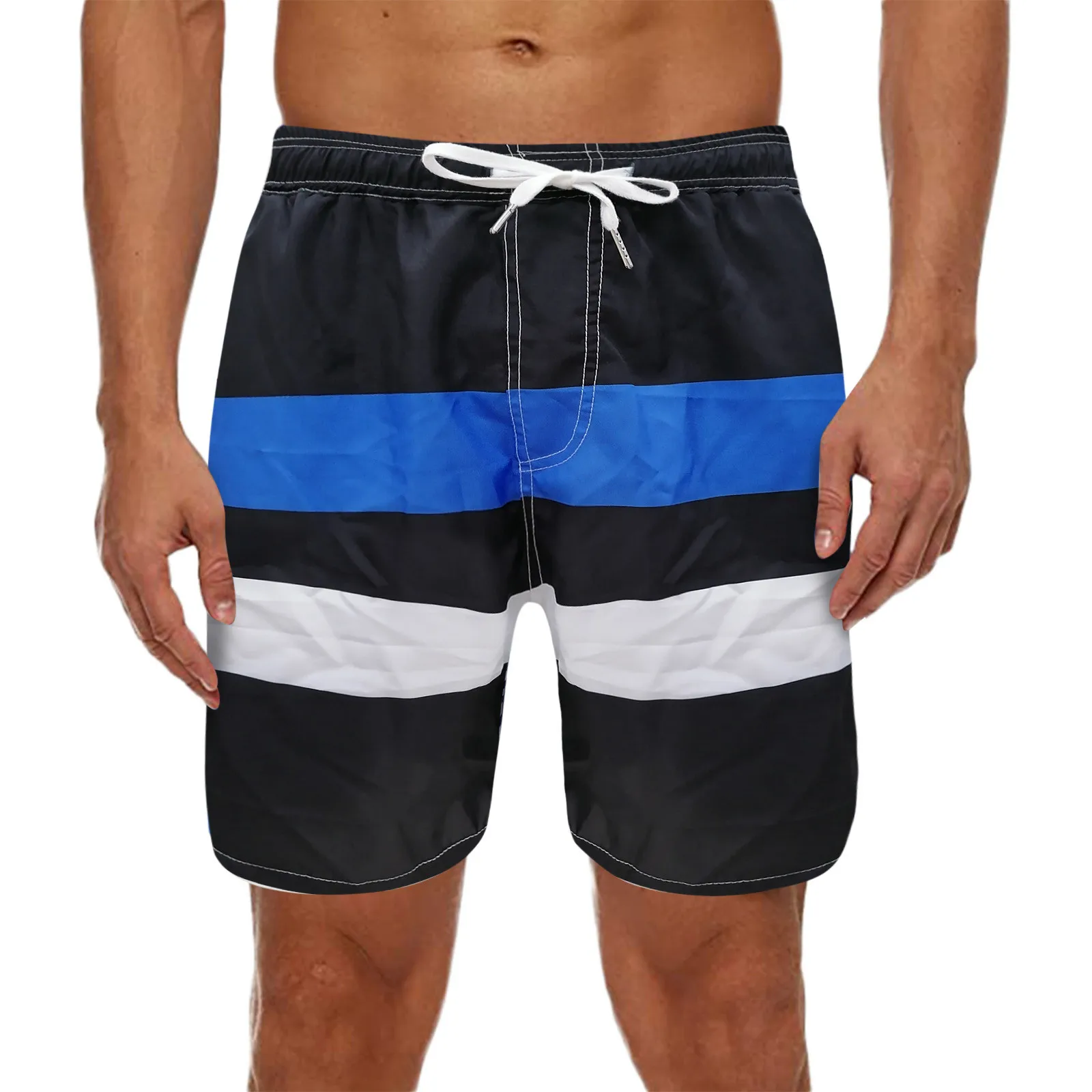 

2021 New Stretch Mens Striped Beach Shorts Bermuda Surfing Swim Board Shorts Spandex Quick Dry Waterproof Running Shorts Summer