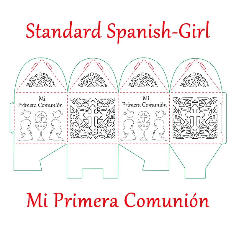 Girl StandardSpanish 50 шт. персонализированные коробки конфет для Святого Причастия с именем на заказ для мальчиков и девочек Primera Comunion вечерние коробки для конфет - Цвет: Girl StandardSpanish