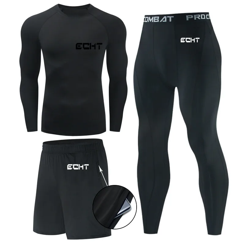 

Autumn And WinterNew Men's Sportswear, Men's Running Fitness Clothing, CompresSion Long-SleevedLeggings, SportsThree-Piece Suit
