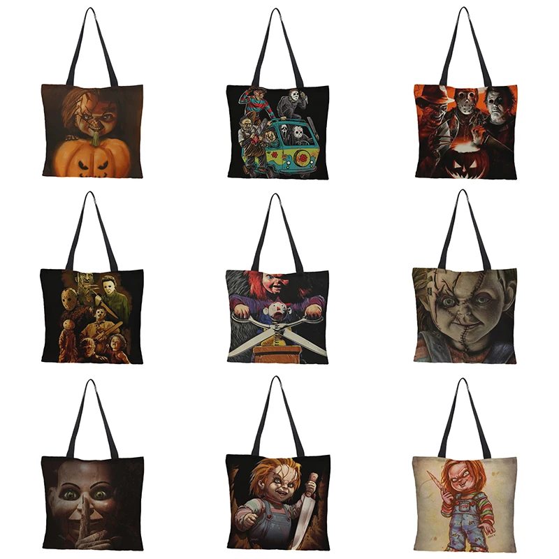 Женская льняная сумка на плечо в стиле панк многоразовая с принтом|Хозяйственные