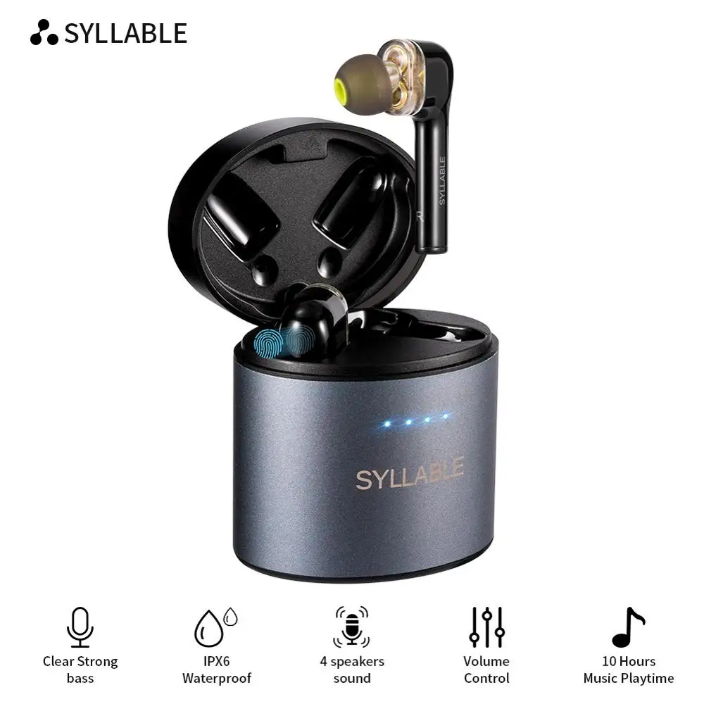 

Original SYLLABLE S119 bass earphones wireless headset noise reduction SYLLABLE S119 Fit for BT V5.0 Volume control earbuds