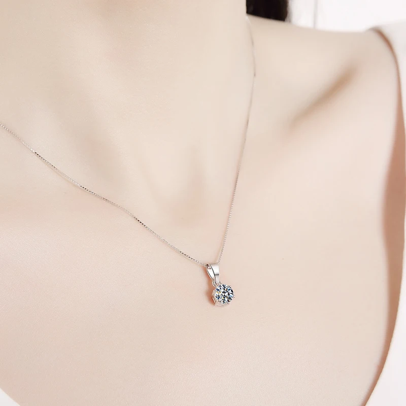 BOEYCJR 925 серебро 0.5ct/1ct/2ct F цвет Moissanite VVS помолвка элегантная Свадебная подвеска, ожерелье для женщин Подарок на годовщину
