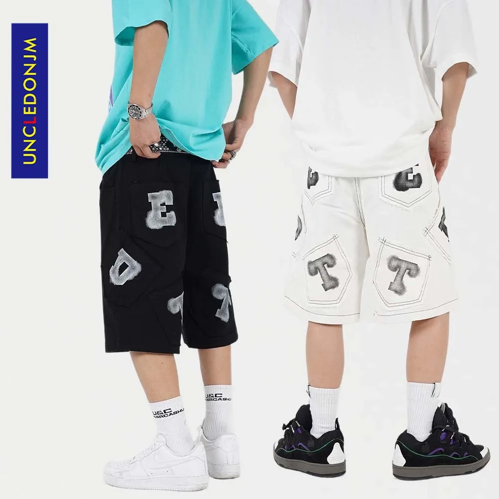 

Multi-pocket casual shorts men's Hip Hop Baggy Knee Length streetwear men korean fashion summer shorts UDK25