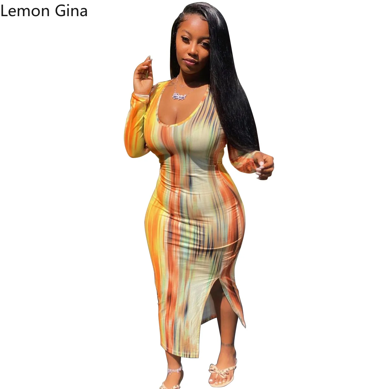 Женское летнее платье с V образным вырезом и длинным рукавом|Женские платья| |