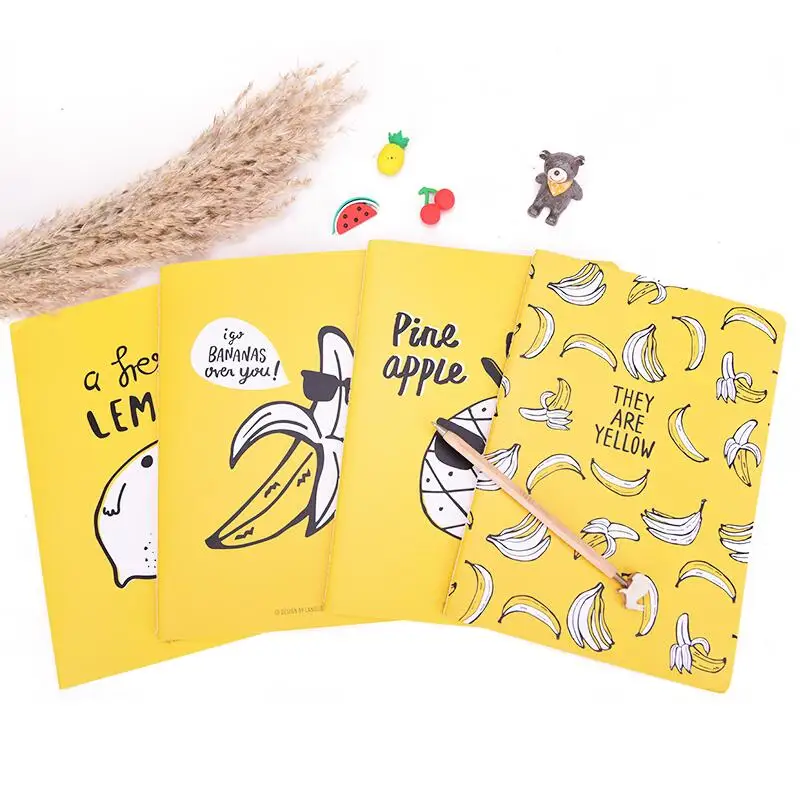 B5 милый блокнот школьный желтый банан милые фрукты сшитые переплет 260*185 мм 40