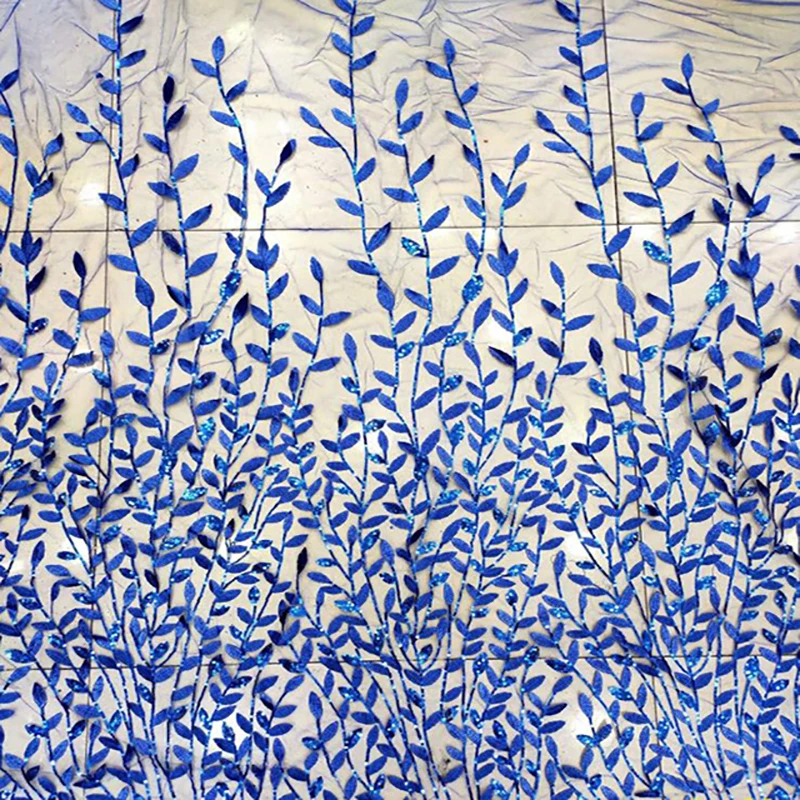 

Good quality beautiful multi color sequin leaf mesh embroidery fabric heavy craft dress lace fabric wedding dress fabric MF74
