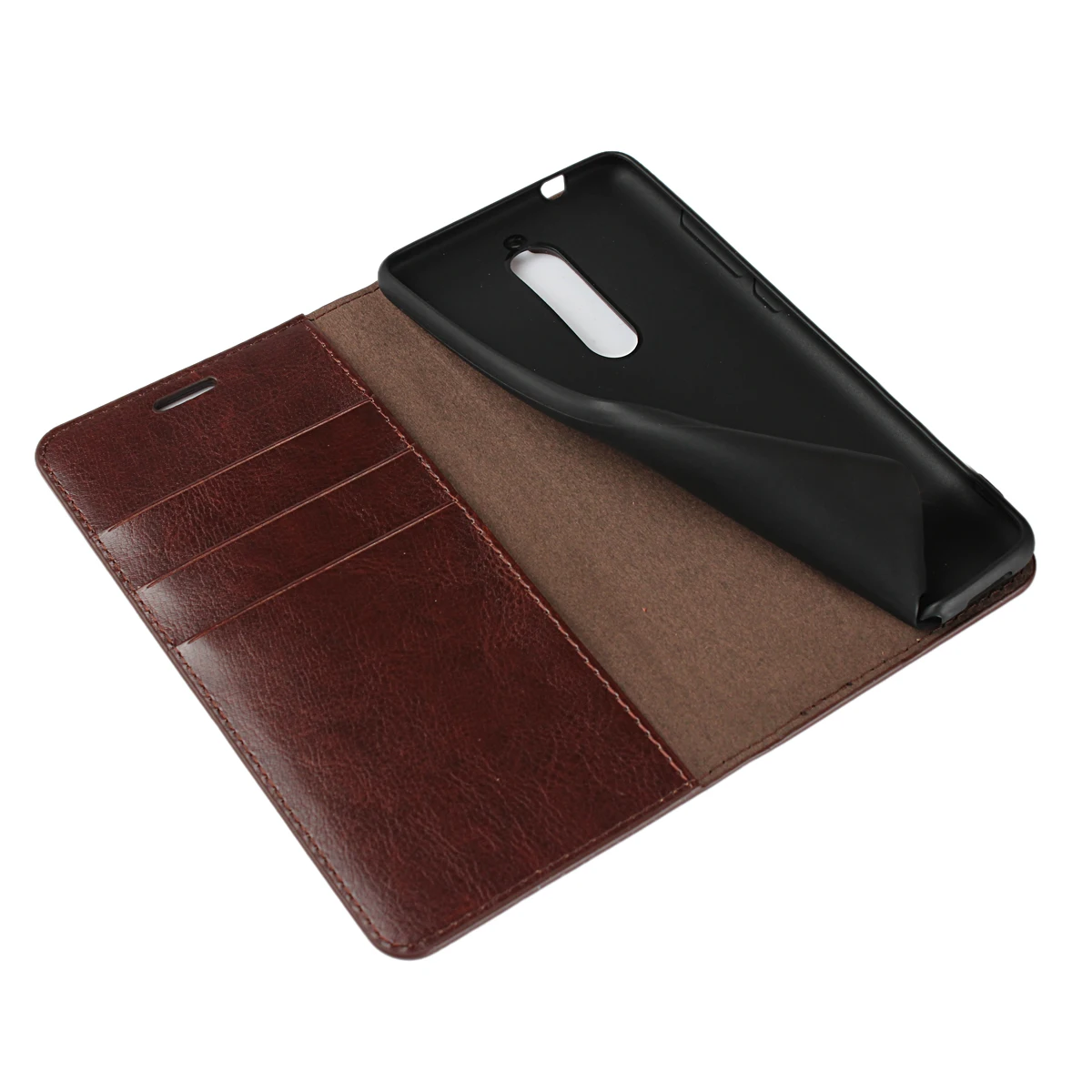 Для Nokia 2 3 классический бумажник из натуральной кожи с подставкой и отделениями