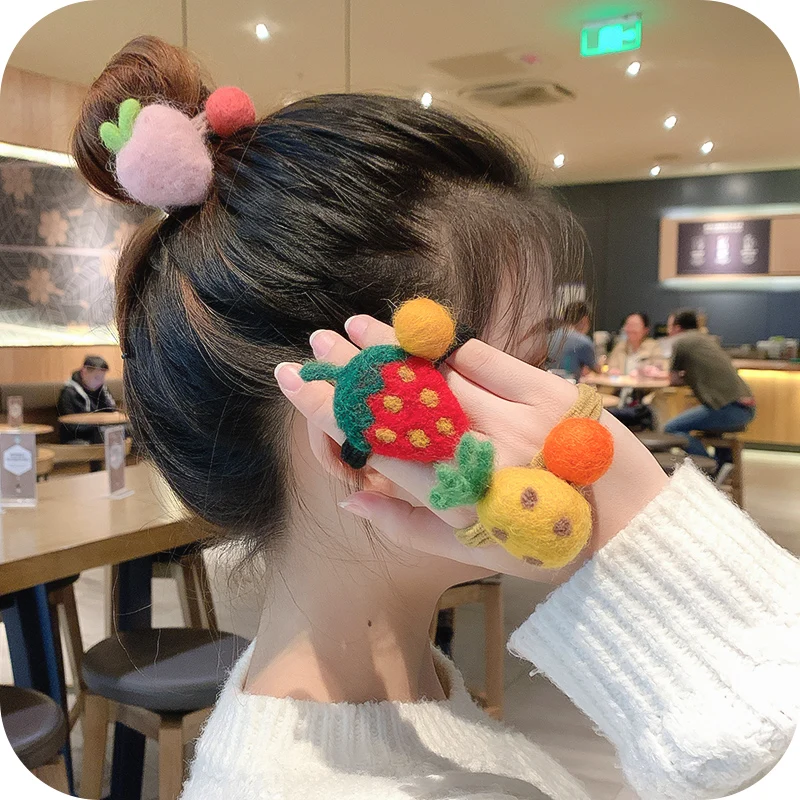 

Korean Plush Hair Rope Cute Internet Celebrity Ins Hair Rope Female Simple Leather Case Hair Elastic Band Furry Hair Ring