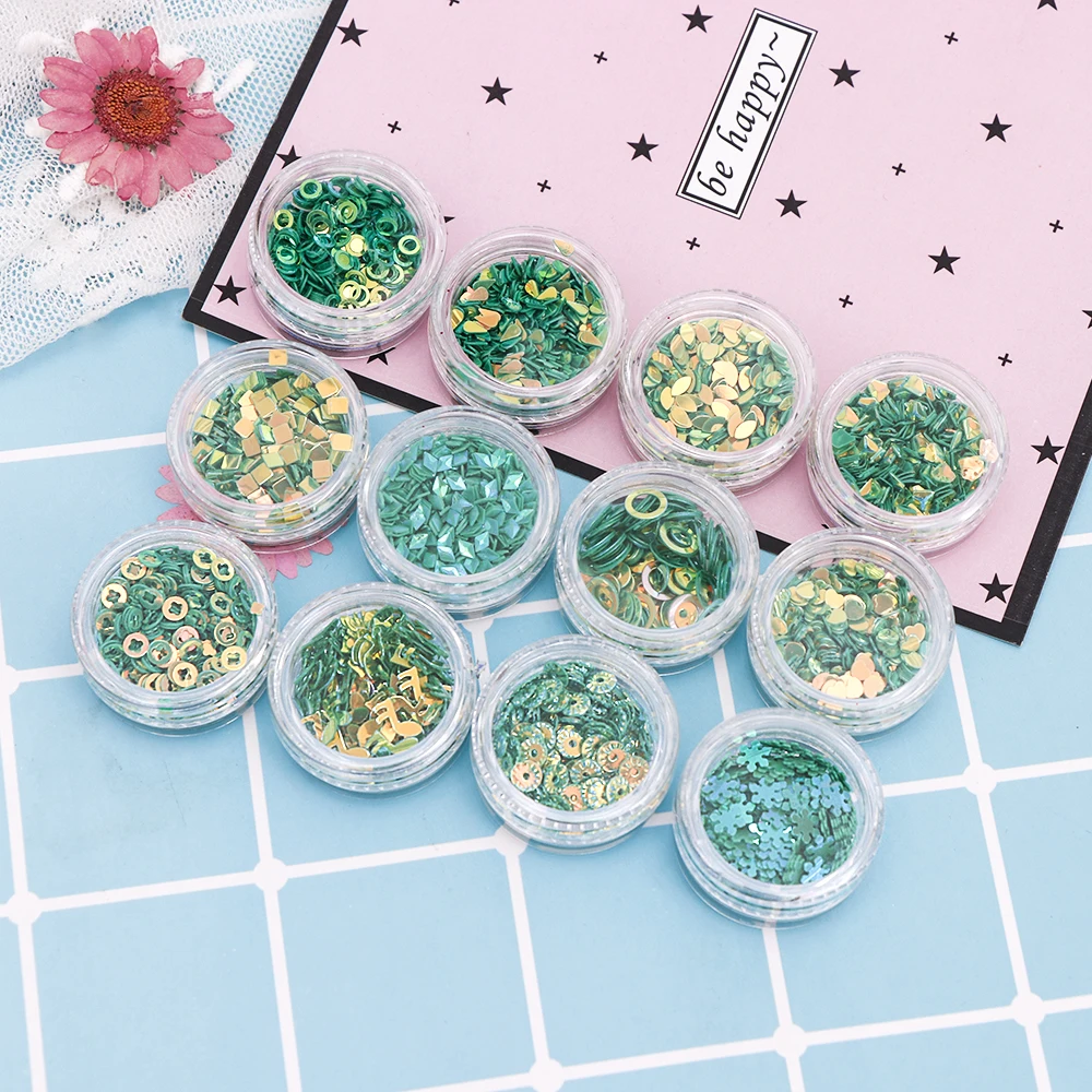 1box Multiple Shapes Art Blue Glitter Sequins Acrylic Uv Gel Polish Hologram Epoxy Silicone Mold Filling Makeup Festival Party - купить по