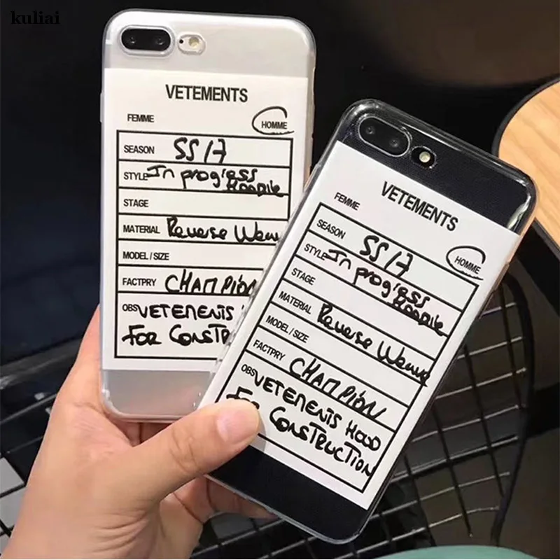 Простой этикетка Vetements Краткая справка чехол для iphone 11 12 Pro X XS XR макс 7 8 plus se 2020