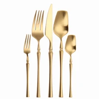 stainless steel gold cutlery sets tableware dinnerware set matte kitchen knives forks spoons set flatware silverware wedding set