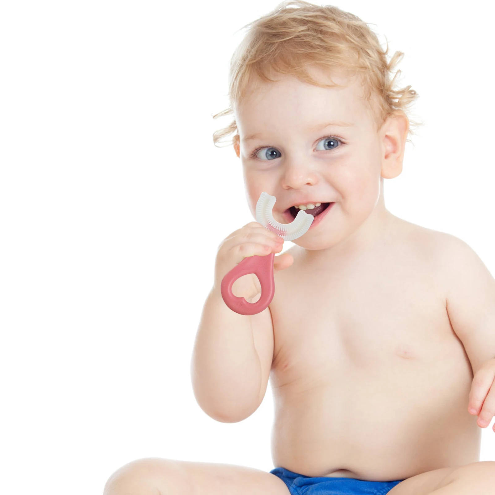 Cepillo de dientes en forma de U para ni&ntilde;os, todo redondeado, 360 limpieza bucal, Manual de entrenamiento, 2 tama&ntilde;os-1