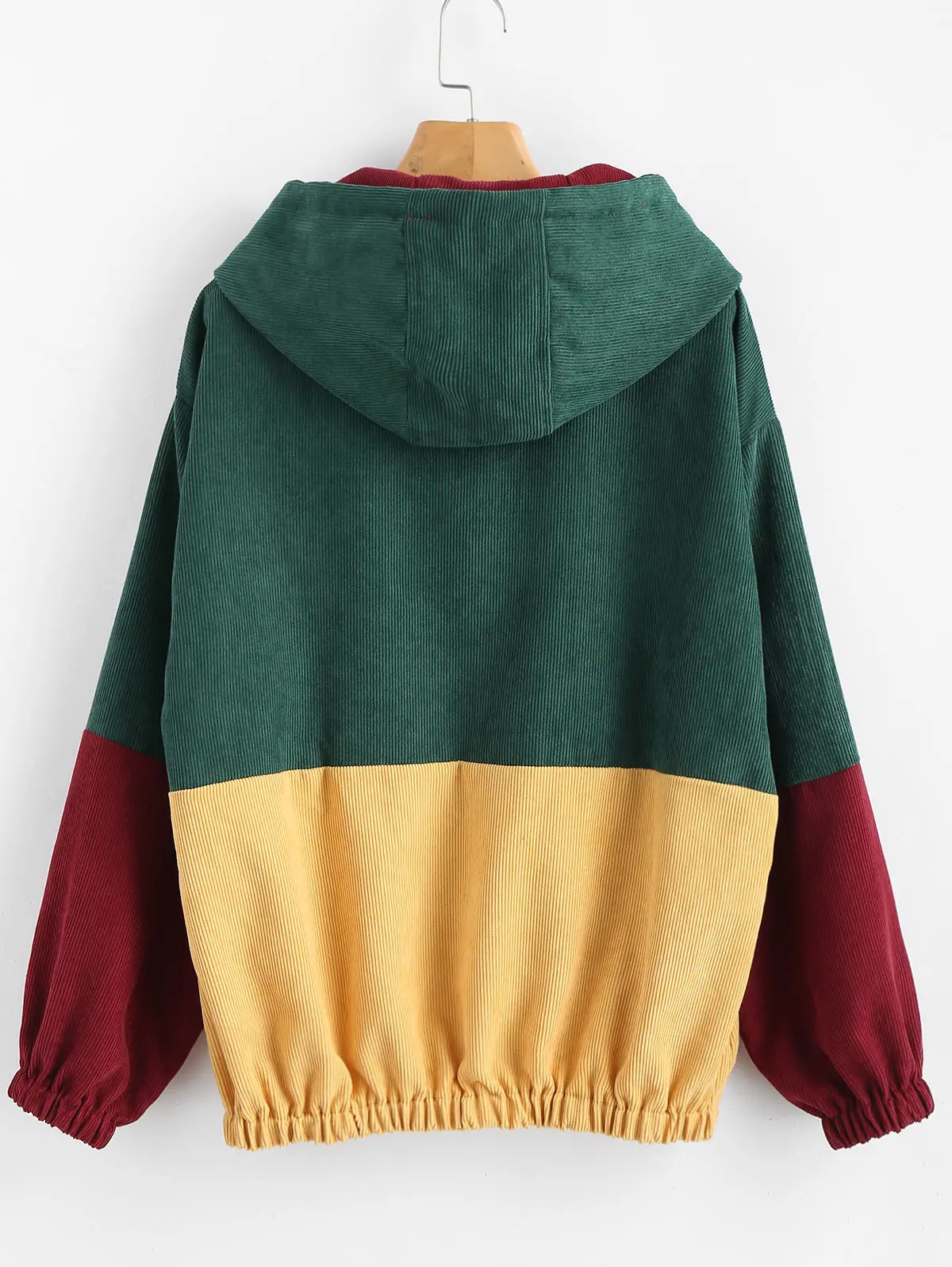 ZAFUL толстовка с капюшоном со шнуровкой полумолния контрастная Вельветовая