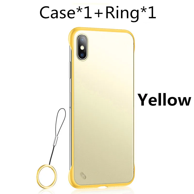Yellow Case and Ring KoisAcase выполненные Прозрачный матовый жесткий чехол для телефона для samsung S8 S9 S10 Plus Note 8, 9, 10, A50 A60 A70 A80 чехол для телефона с кольцевым - Цвет: Yellow Case and Ring