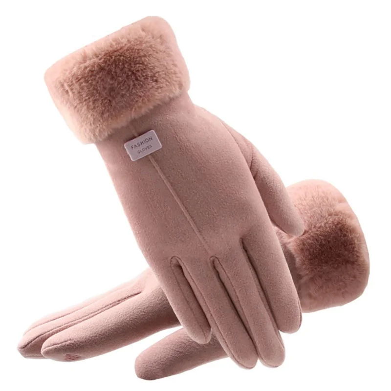

Winter Outdoor Riding Party Windproof Classic Plus Velvet Suede Ladies Gloves Cold Warm Gloves