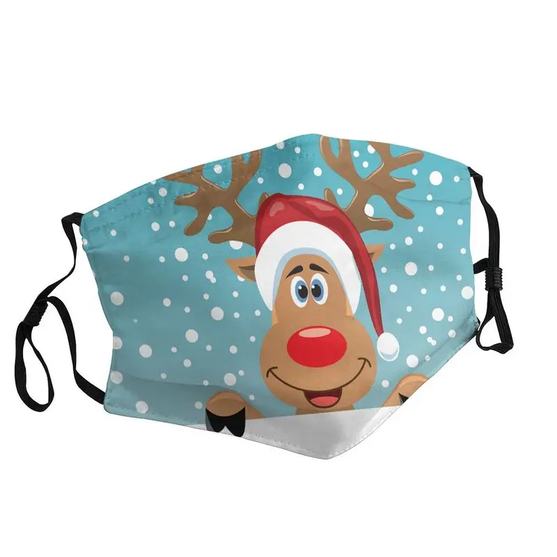 

Kawaii Rudolph Mask Unisex Adult Anti Haze Christmas Reindeer Cartoon Deer Mask Protection Respirator Breathable Mouth Muffle