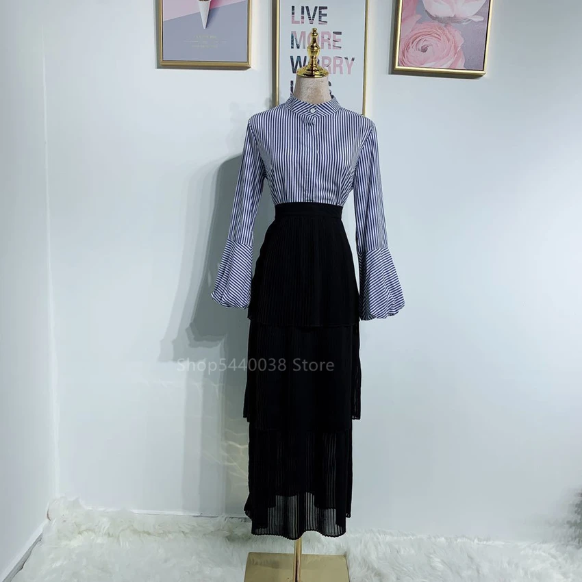 

Fashion Women Muslim Pleated Long Pencil Skirt Bodycon Arab High Waist Islamic Clothing Caftan Bottoms Hijab Party Wear Ramadan