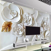 custom mural wallpaper 3d stereoscopic relief flowers fresco living room sofa tv background wall papers home decor for bedroom