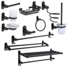 Алюминиевые аксессуары для ванной комнаты BECOLA, черная вешалка для полотенец, кольцо, держатель для фена, настенный держатель для туалетной бумаги, корзина для мыла