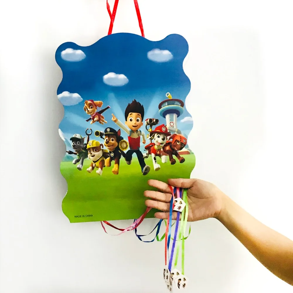 Pinata 40x30cm Из мультфильма «Щенячий патруль» для дня рождения украшения, товары для вечеринки для маленьких мальчиков посуда скатерть тарелки чашки баннеры подарки с рисунками из мультфильма «Щенячий патруль» Детские сувениры - Цвет: Pinata 40x30cm