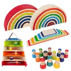 Новинка, радужные кубики, деревянные радужные подставки, кукла из натурального дерева, радужная АРКА, игрушки для детей раннего обучения