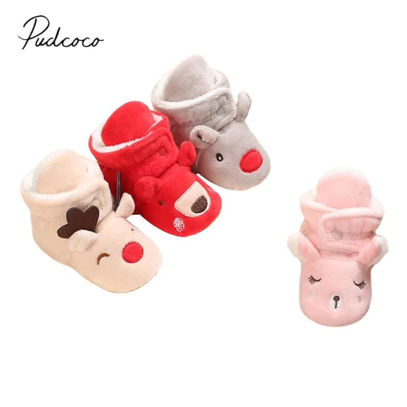 Рождественские флисовые ботинки унисекс зимние теплые для новорожденных