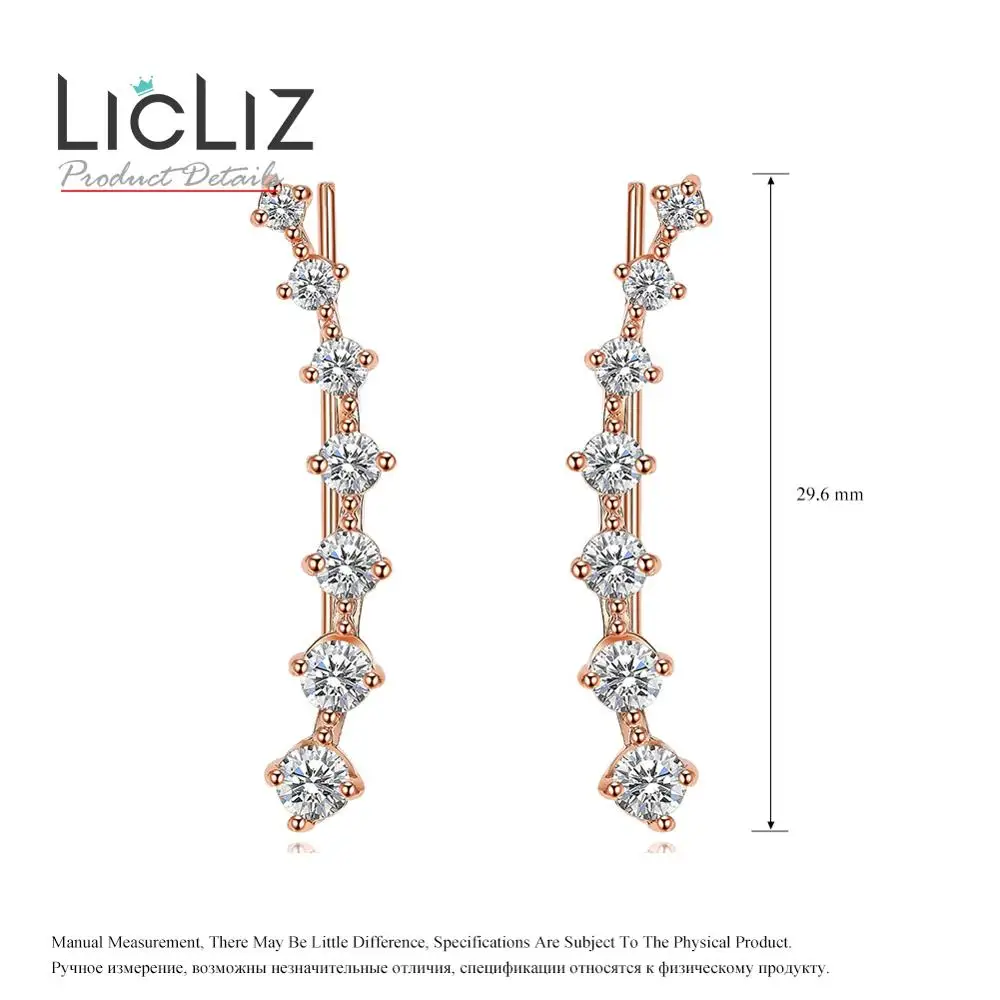 LicLiz новые модные серьги гвоздики из циркона для женщин с фианитами и кристаллами