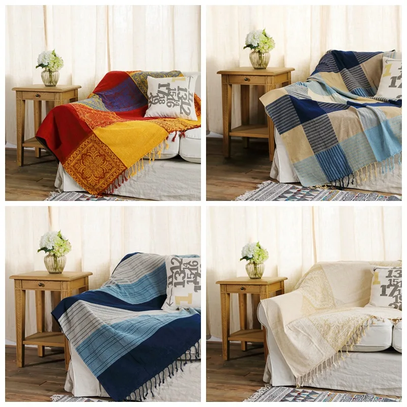 Aggcual plaid Retro Knitted throw blanket Sofa Towel cotton sofa for living room Bohemian bedspread European Carpet XT24 | Дом и сад