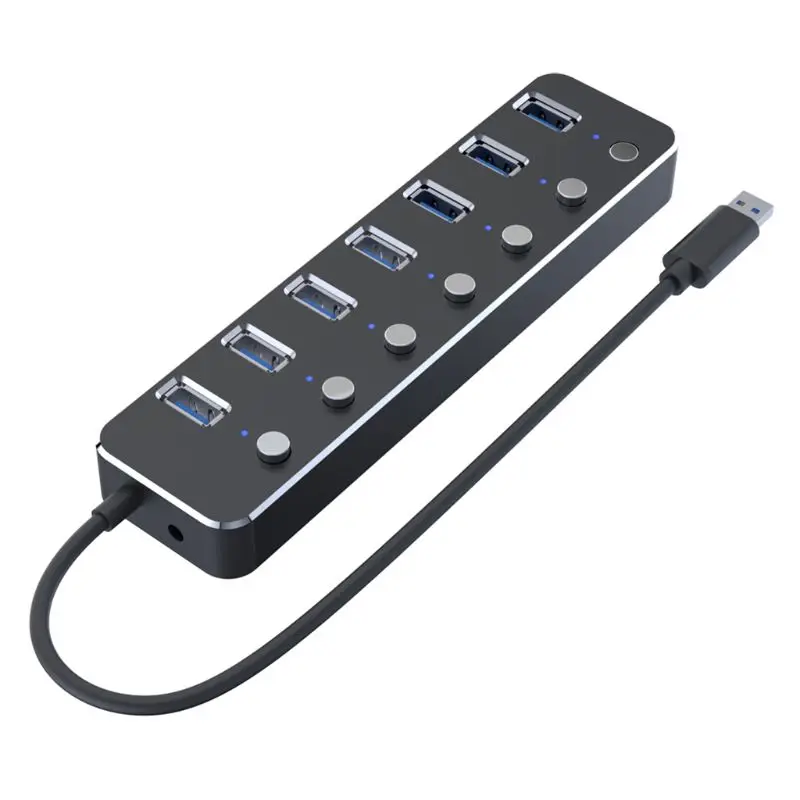 Алюминий USB 3 0 концентратор 7 Порты и разъёмы расширитель разветвитель с