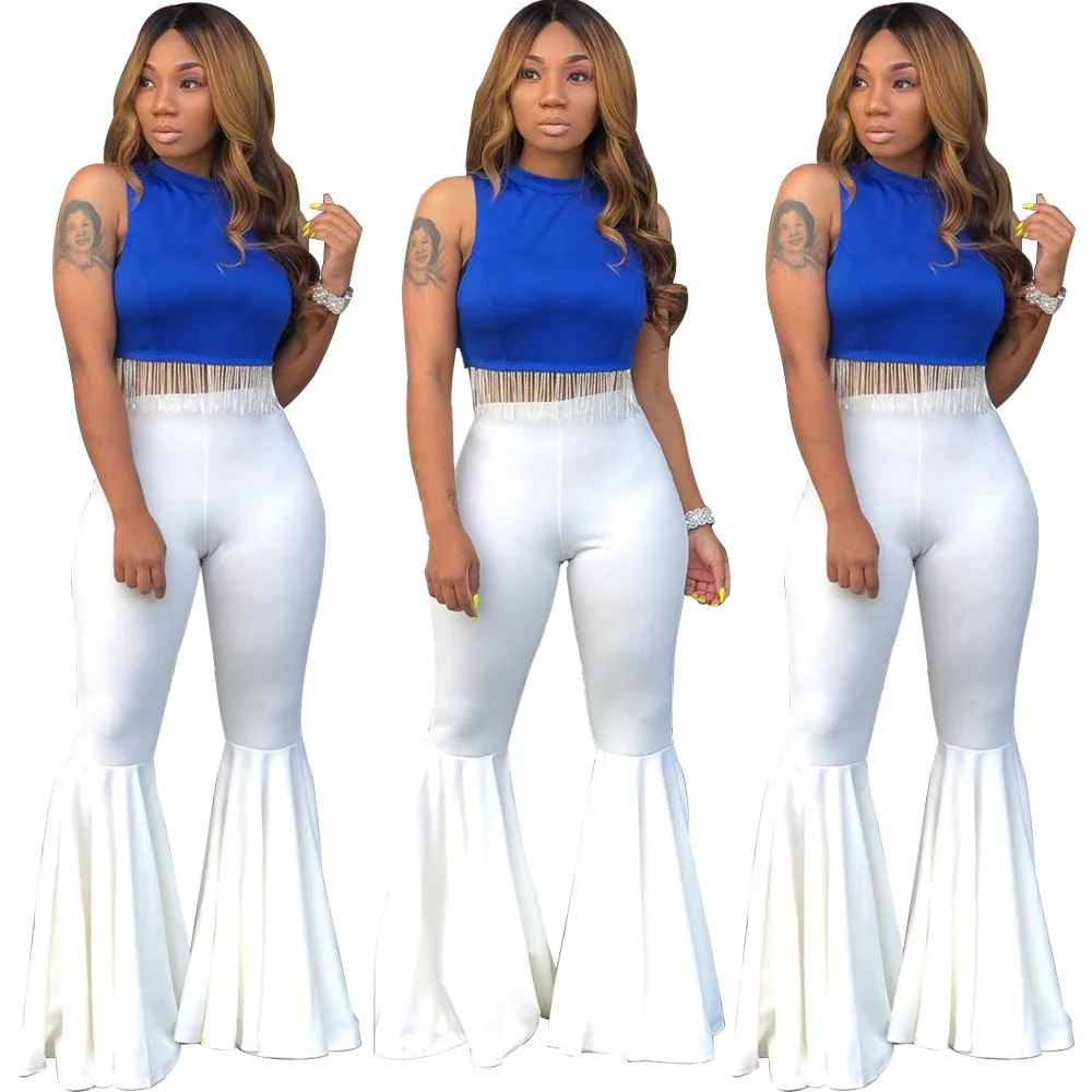 Брюки клеш Женские с оборками средней посадки широкими штанинами|Брюки| |