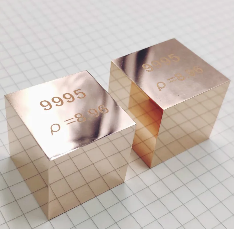

99.95% High Purity Mirror polished Copper Element Cube 25.4mm Metal Density Cubes Carved Element Periodic Table Cube