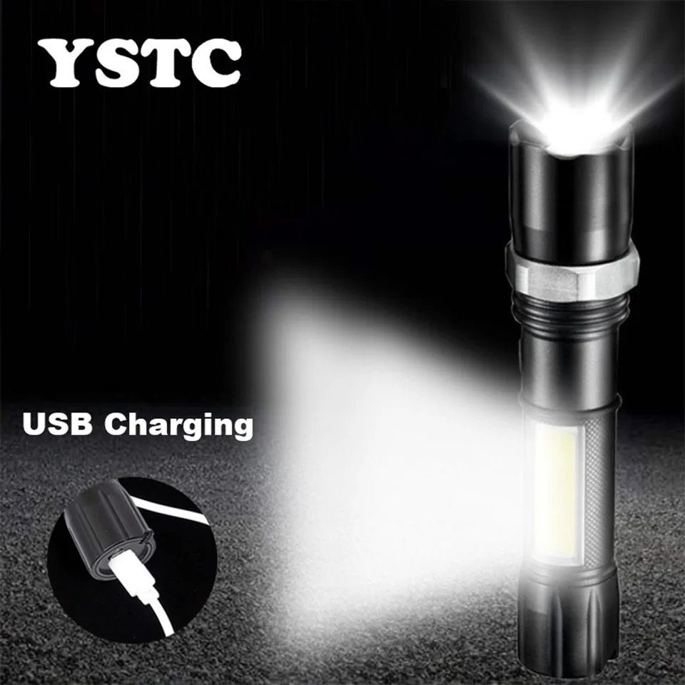 

Led Flashlight Ultra Bright Torch Q5 Outdoors Waterproof Zoomable Built-in Rechargeable Battery Usb Charging Bicycle Lights