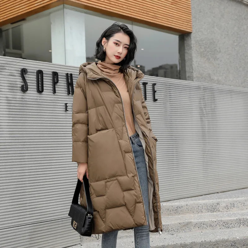 

JCHB 2021 Women's Down Jacket 90% White Duck Down Jackets Autumn Winter Coat Female Hooded Parkas Woman Mujer Chaqueta Pph2766