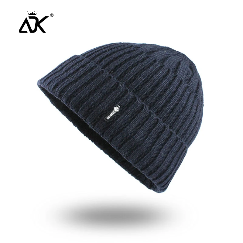 Вязаные шапки унисекс ребристая шапка уличная теплая толстая зимняя мужская