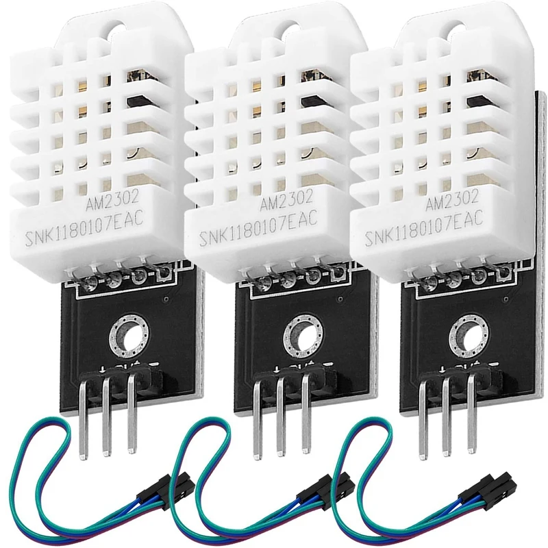 

3 упаковки, модуль датчика температуры и влажности DHT22 AM2302 с кабелем для Arduino и Raspberry Pi, включая электронную книгу