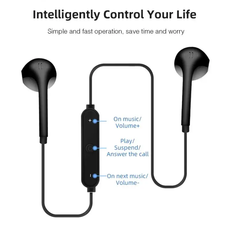 s6 wireless earphone music headset phone neckband sport bluetooth stereo earbuds earphone with mic for iphone samsung xiaomi free global shipping