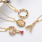 Ожерелье Pipitree с кубическим цирконием ААА, ожерелье с подвеской в виде Круга Богородицы, омара, Эйфелевой башни, женское Ювелирное Украшение