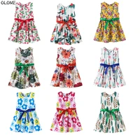 olome summer floral beach child girls dresses butterfly waistband long skirts for girls sweetheart sleeveless dress